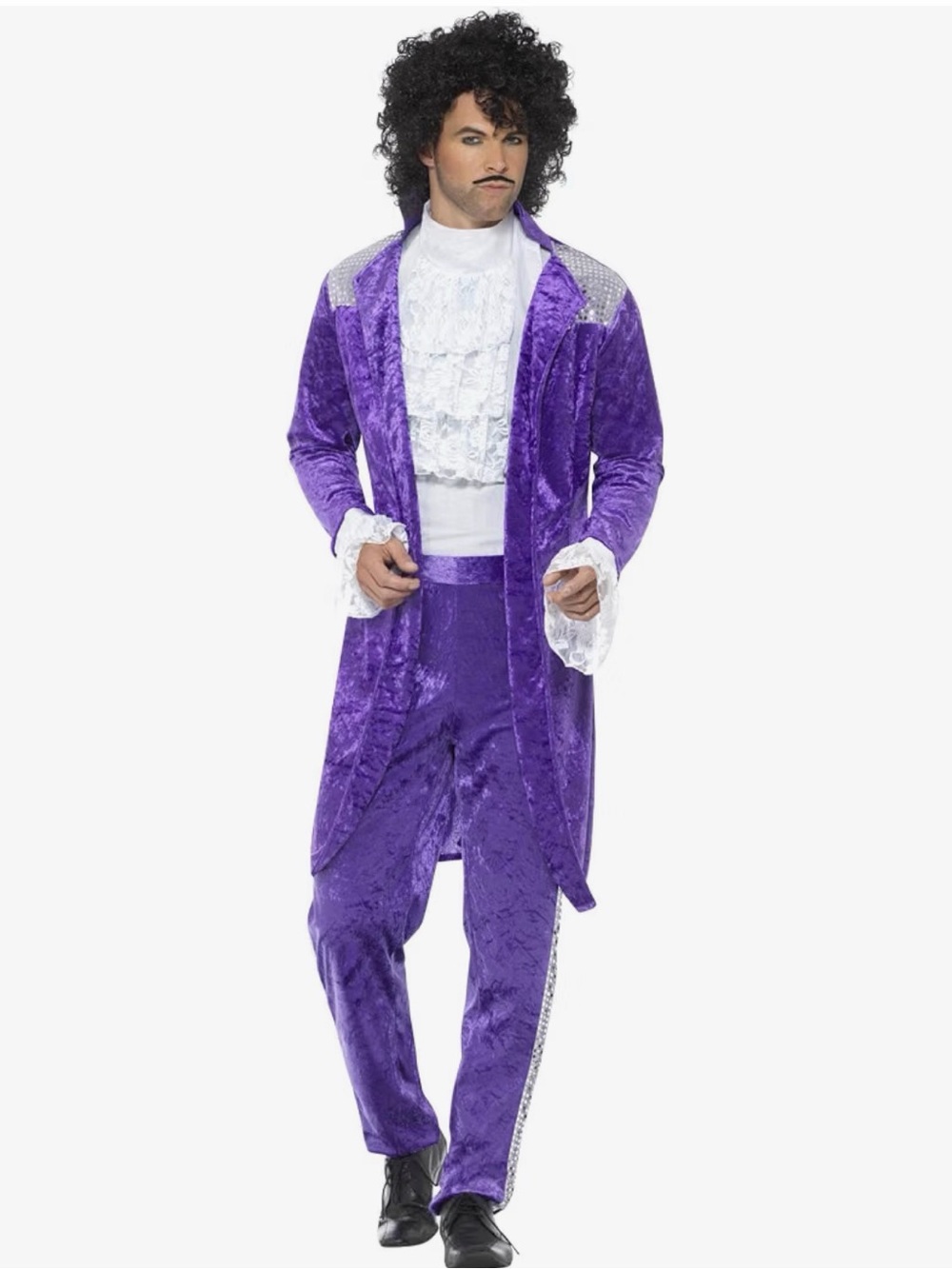 Smiffys Men’s 80s Musician Halloween Costume Purple Size Large